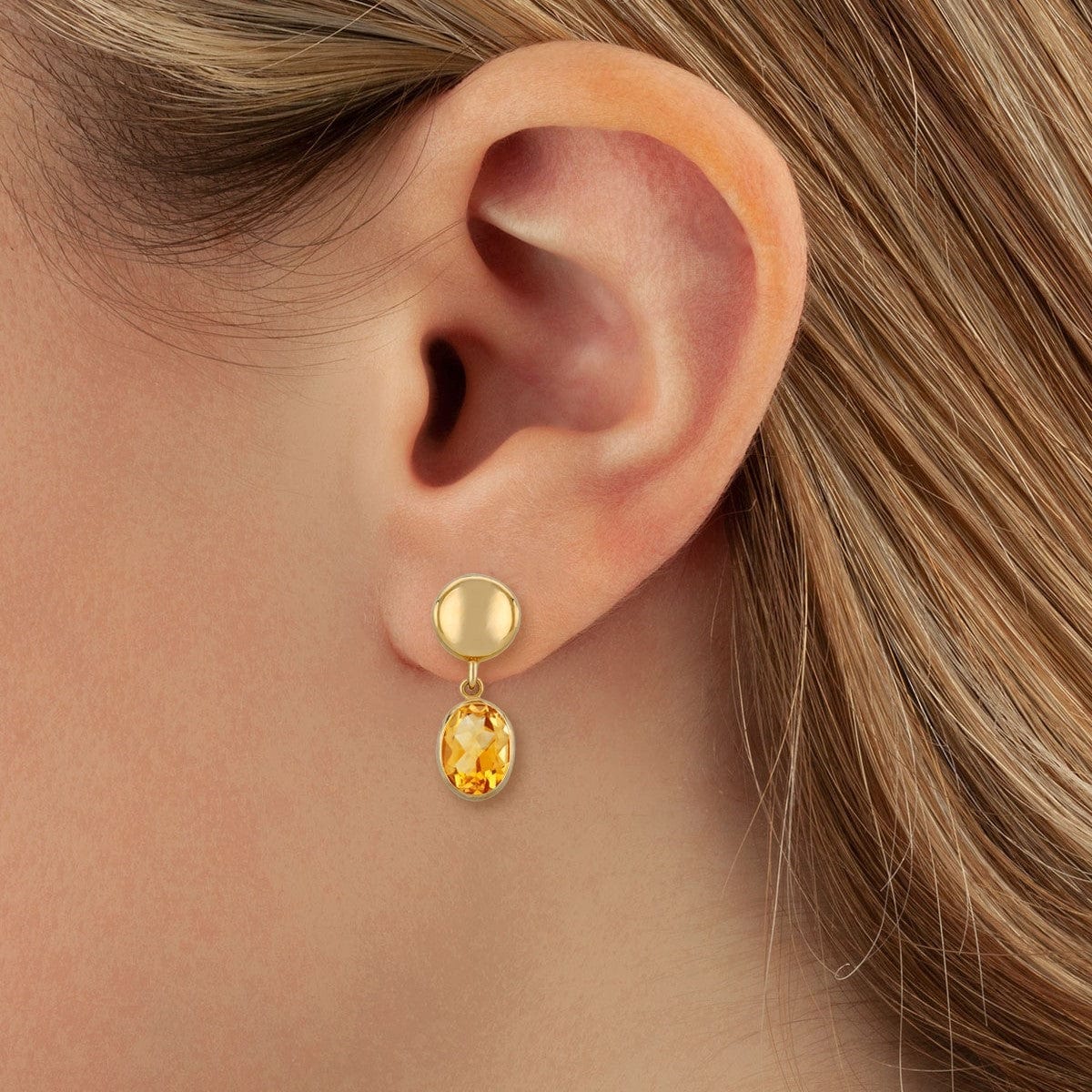 14K Yellow Gold Oval Citrine Drop Earrings – Long's Jewelers