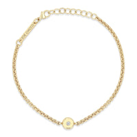 14K Yellow Gold Diamond Nugget Small Box Chain Bracelet