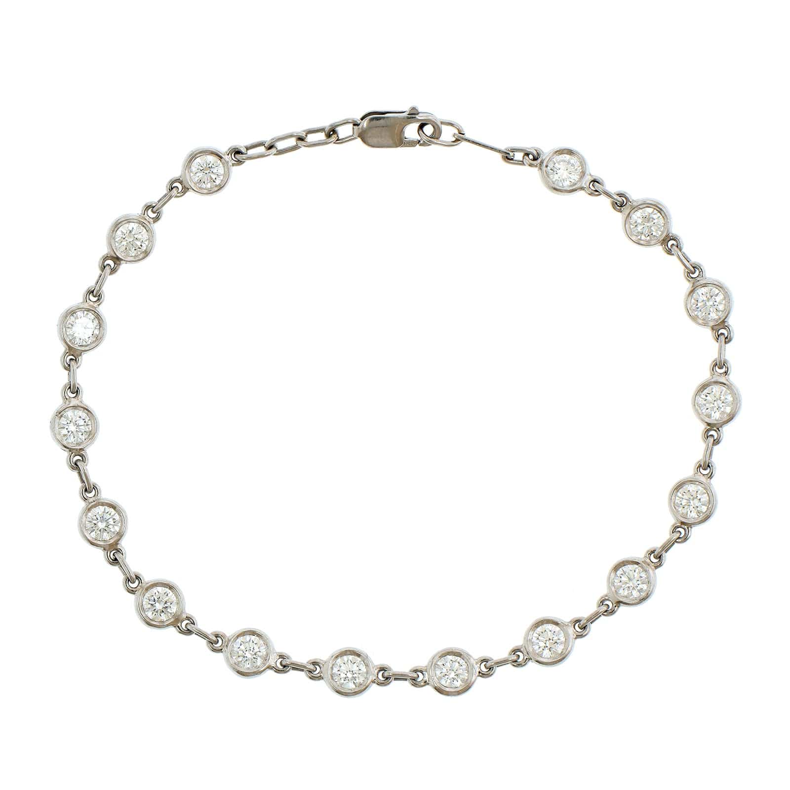 Platinum Bezel Set Round Diamond Bracelet