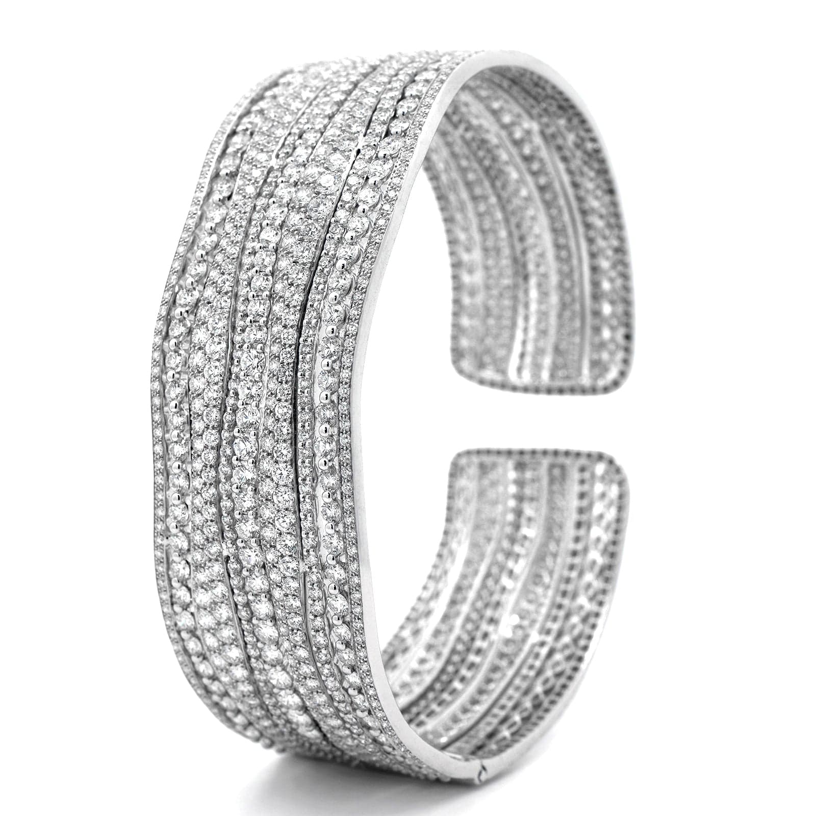 Etho Maria 18K White Gold Multi Row Diamond Cuff Bracelet – Long's