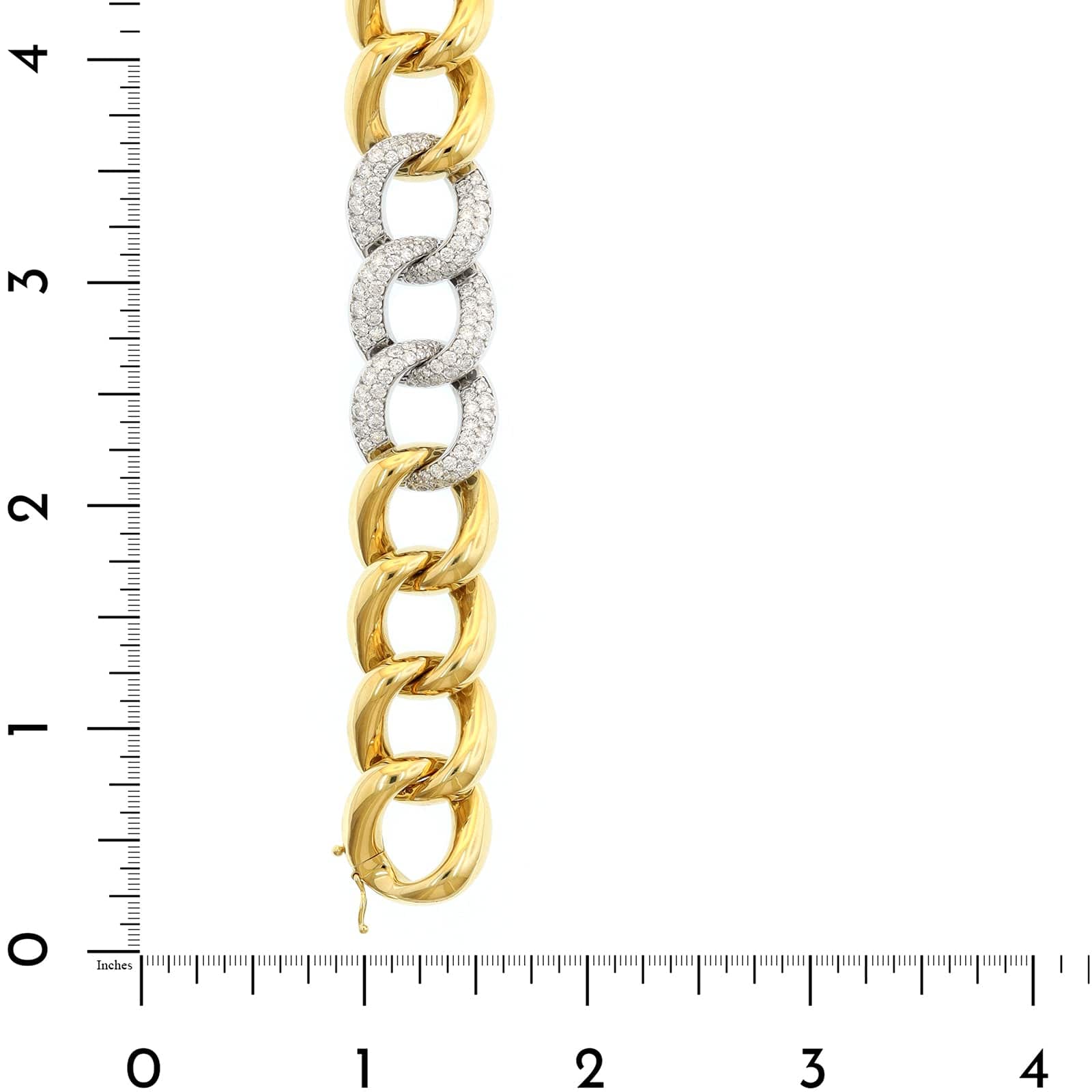 Leo Pizzo 18K Two-Tone Gold Pave Diamond Link Bracelet – Long