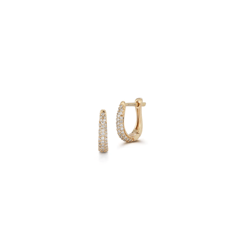 Dana Rebecca 14K Yellow Gold Tapered Diamond Mini Huggie Earrings
