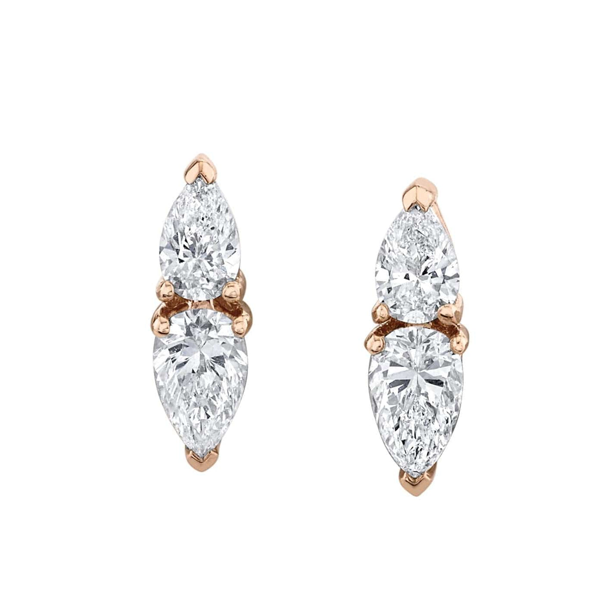Anita Ko 18K Rose Gold Double Pear Shaped Diamond Studs