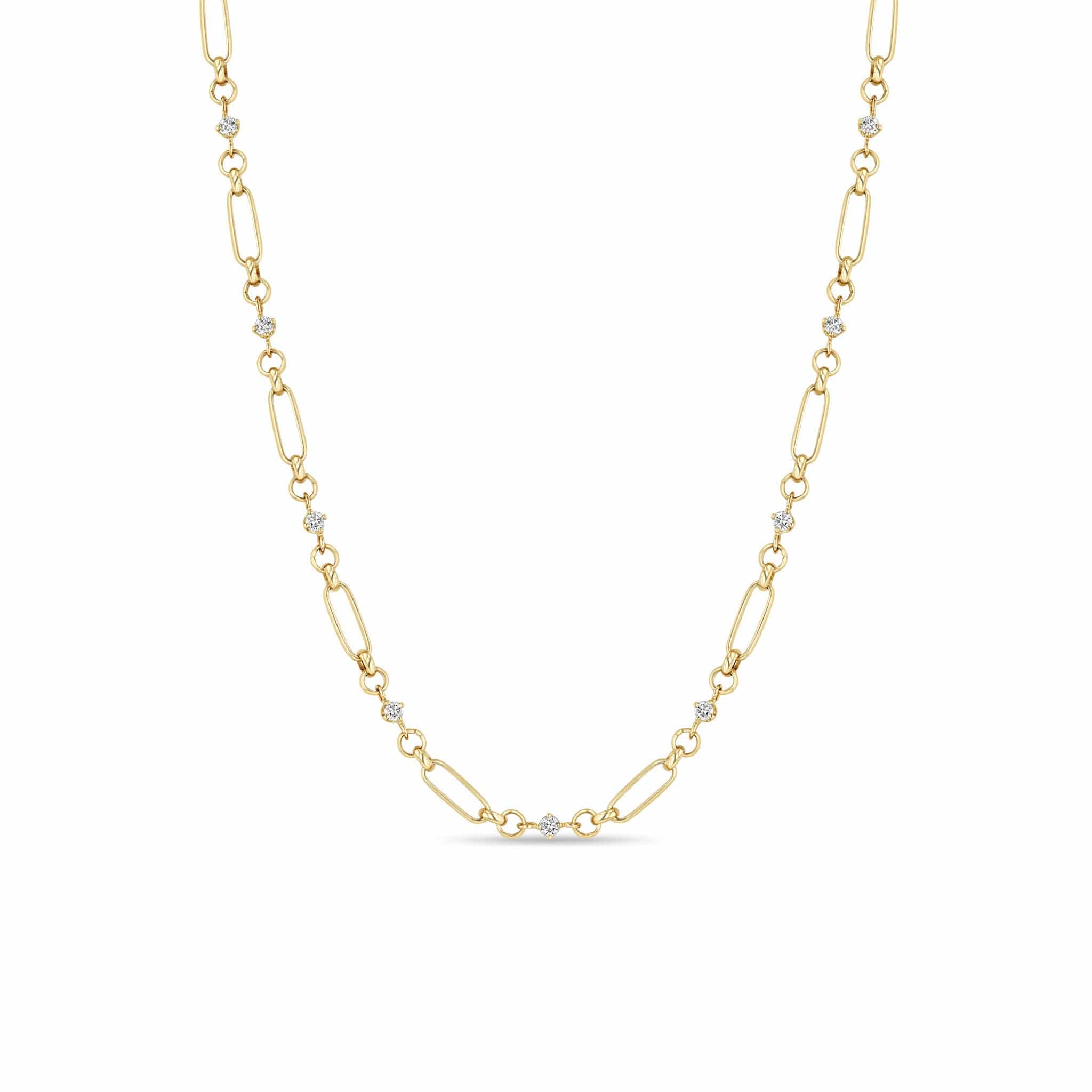 Zoe Chicco 14K Yellow Gold Mixed Paperclip & Rolo Chain Diamond