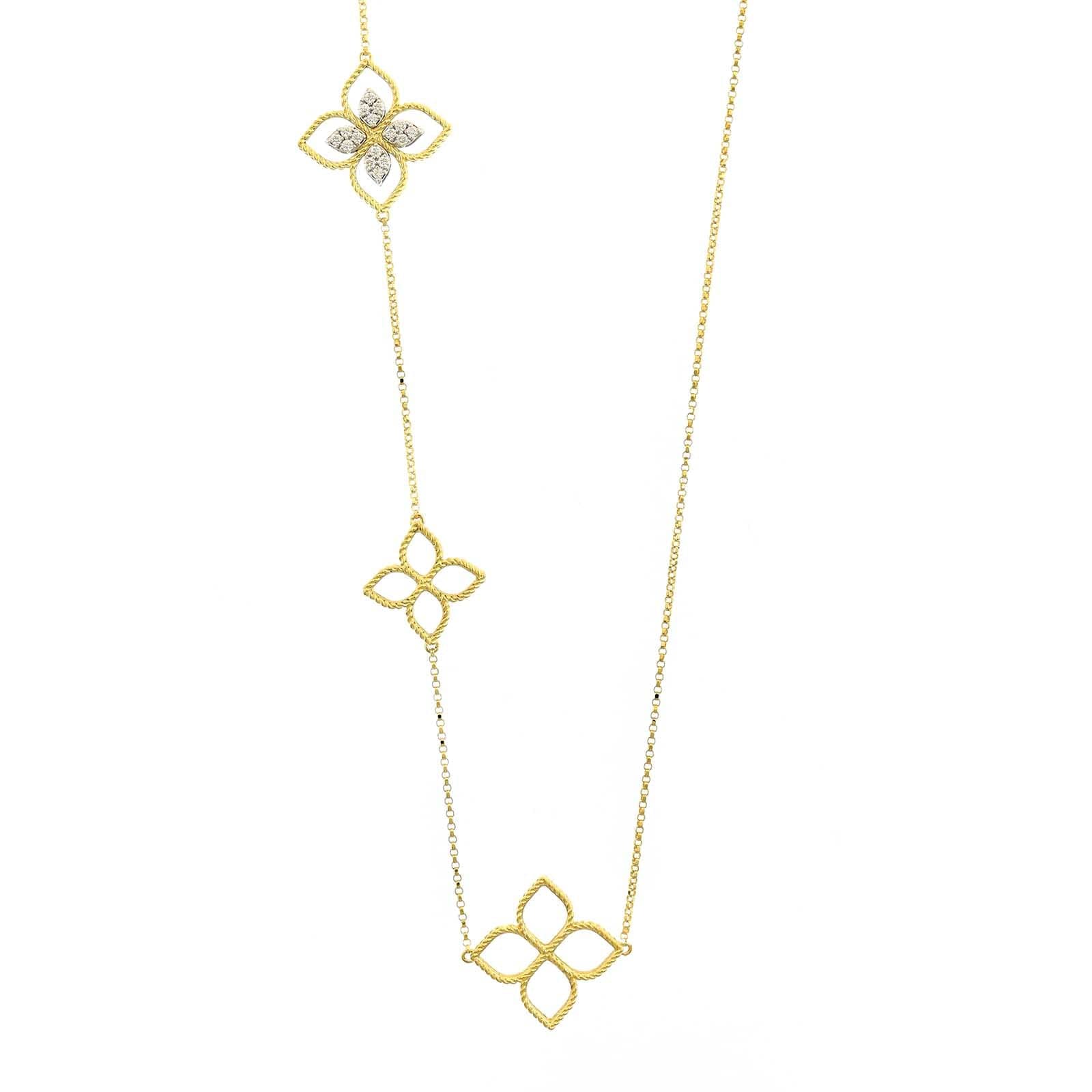 Roberto Coin 18K Yellow Gold Princess Flower Diamond Station