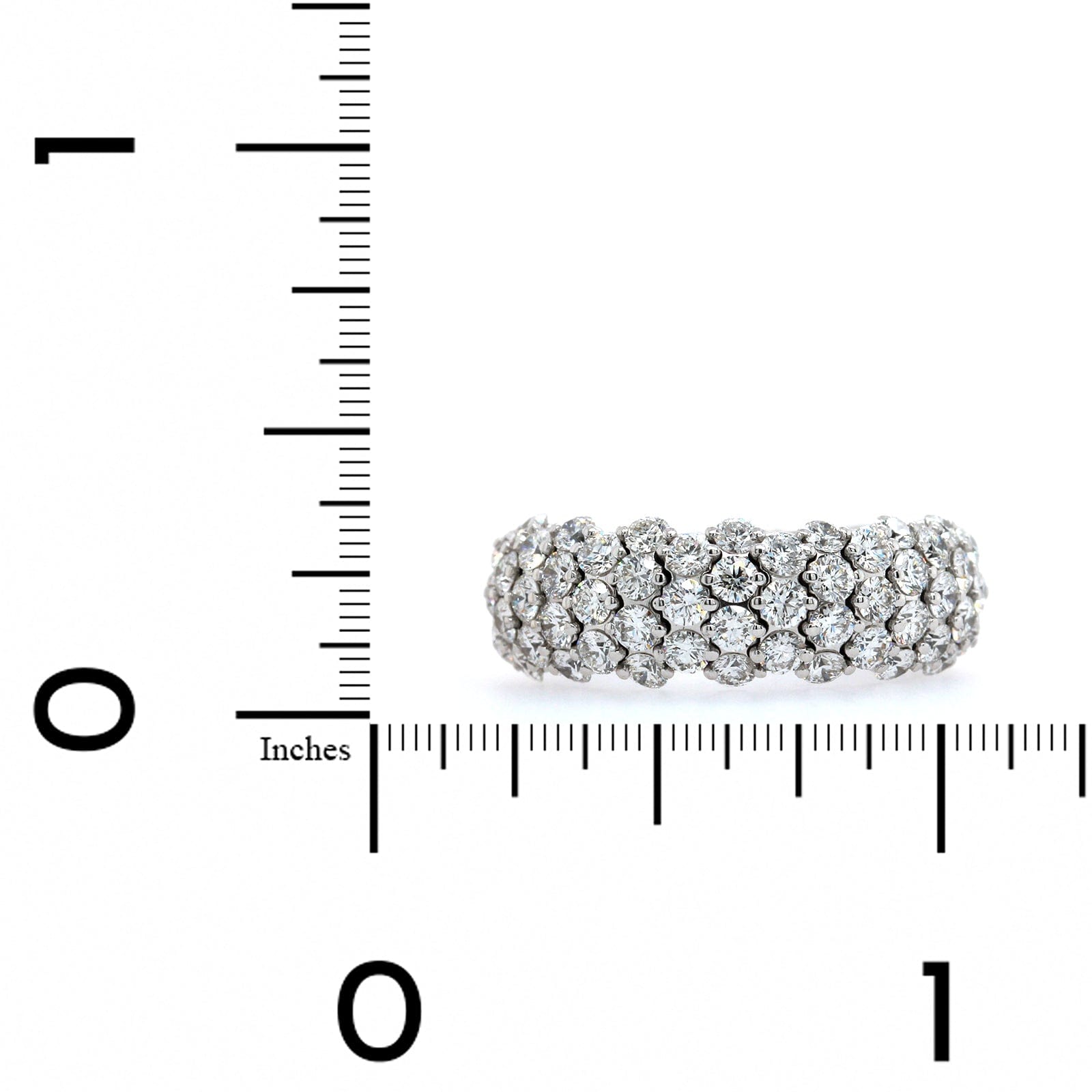 18K White Gold Alternating 3 & 4 Diamond Rows Stretch Ring Long's