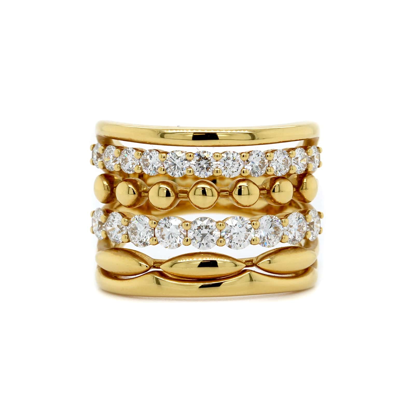 Etho Maria 18K Yellow Gold 6 Row Diamond Ring  Long's Jewelers