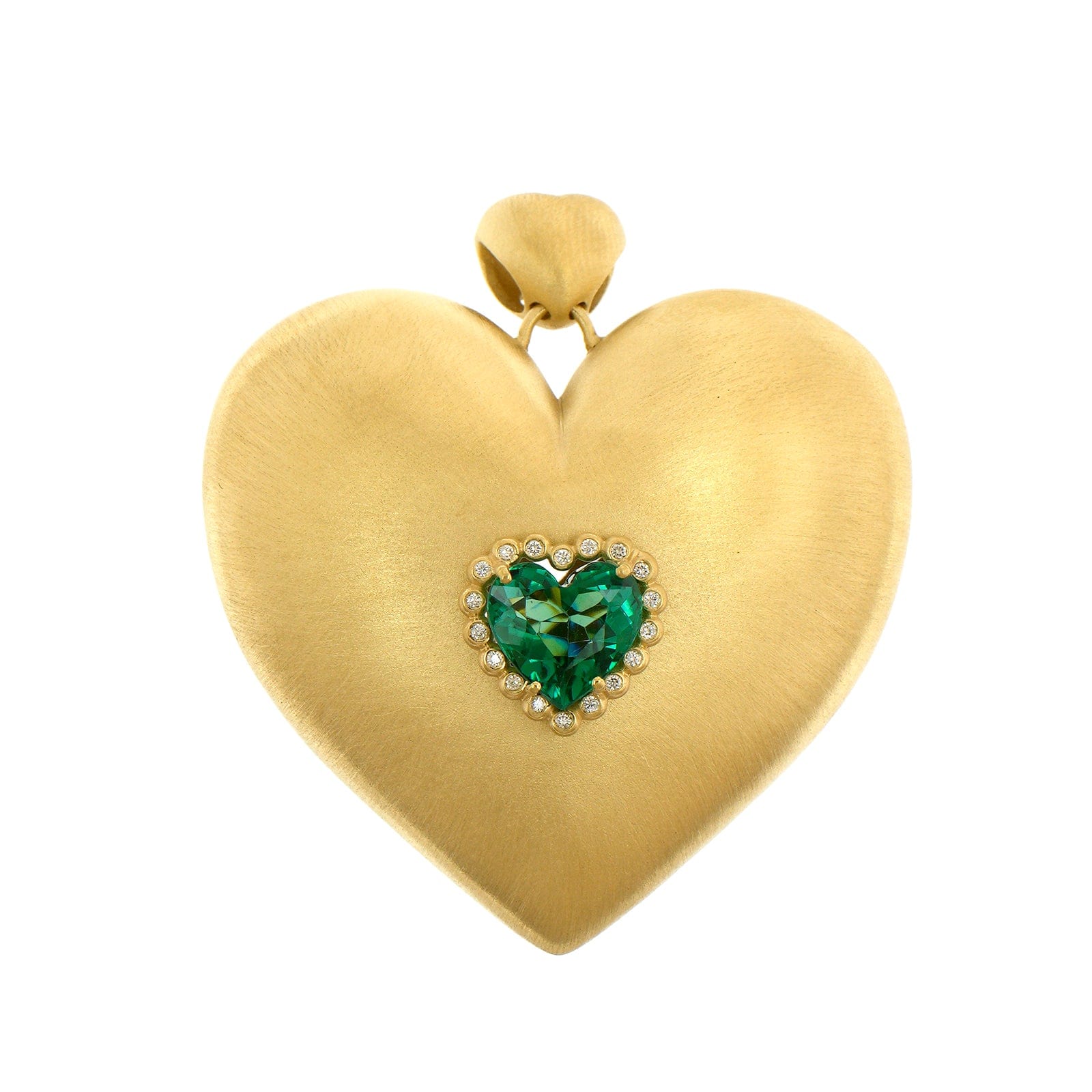 Suzy Landa 18K Yellow Gold Green Tourmaline and Diamond Puffy