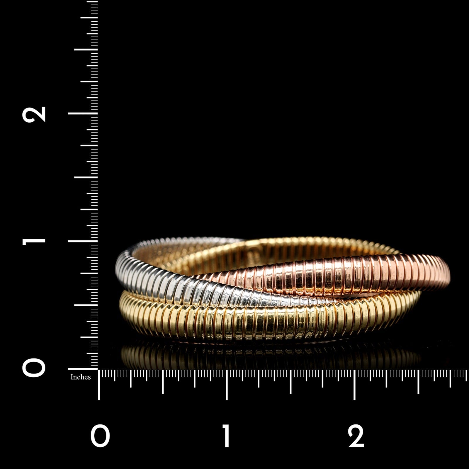 18K Tricolor Gold Estate Triple Tubogas Link Bracelet – Long's