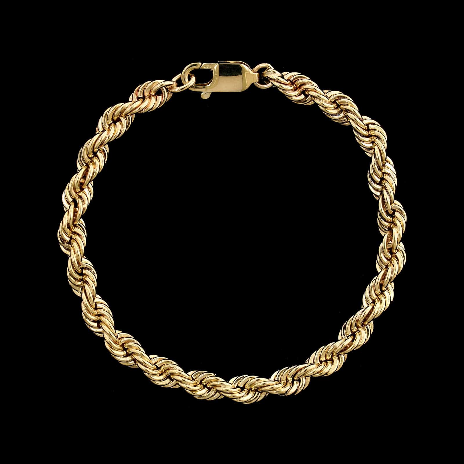 14K Yellow Gold Estate Rope Chain Bracelet – Long