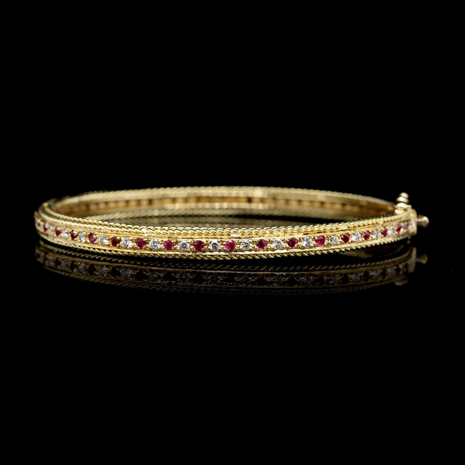 【未開封】 Alexandros BANGLE & RING SET A.G.A. Correa & Sons 18K Yellow Gold Estate Diamond and Ruby Rope