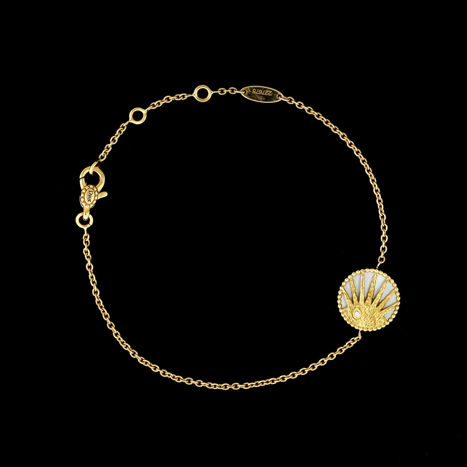Dior 18K Yellow Gold Estate Mother of Pearl, Onyx and