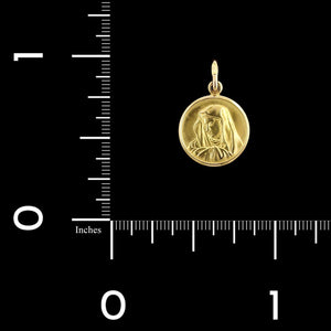 18K Yellow Gold Madonna Virgin Mary Medal