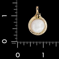 14K Yellow Gold Estate Cultured Mabe Pearl and Diamond Pendant Enhancer