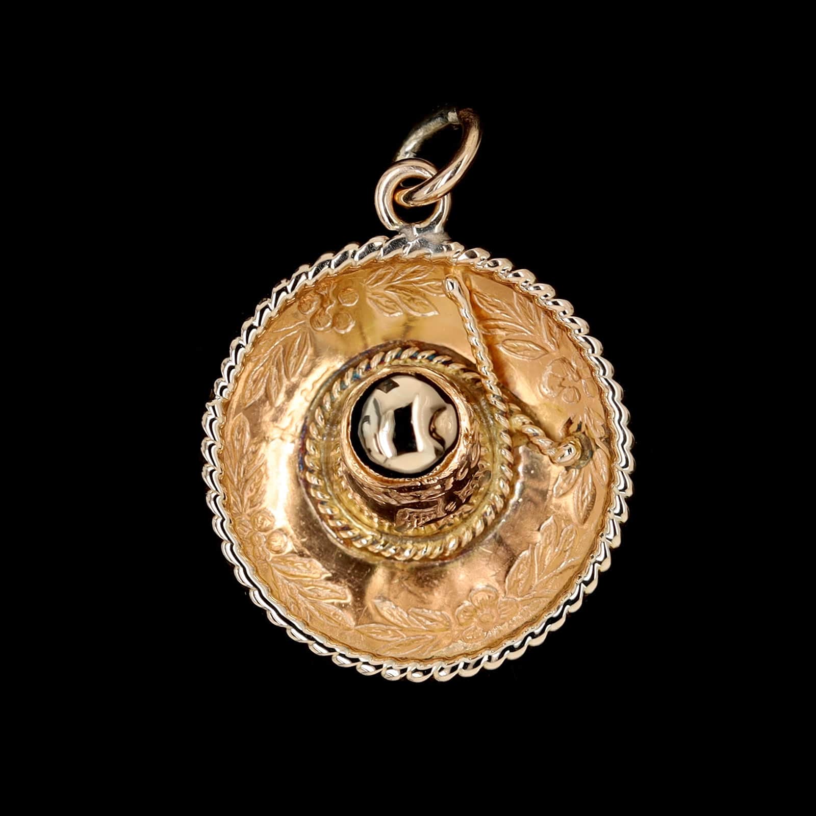 14K Yellow Gold Estate Sombrero Hat Charm – Long