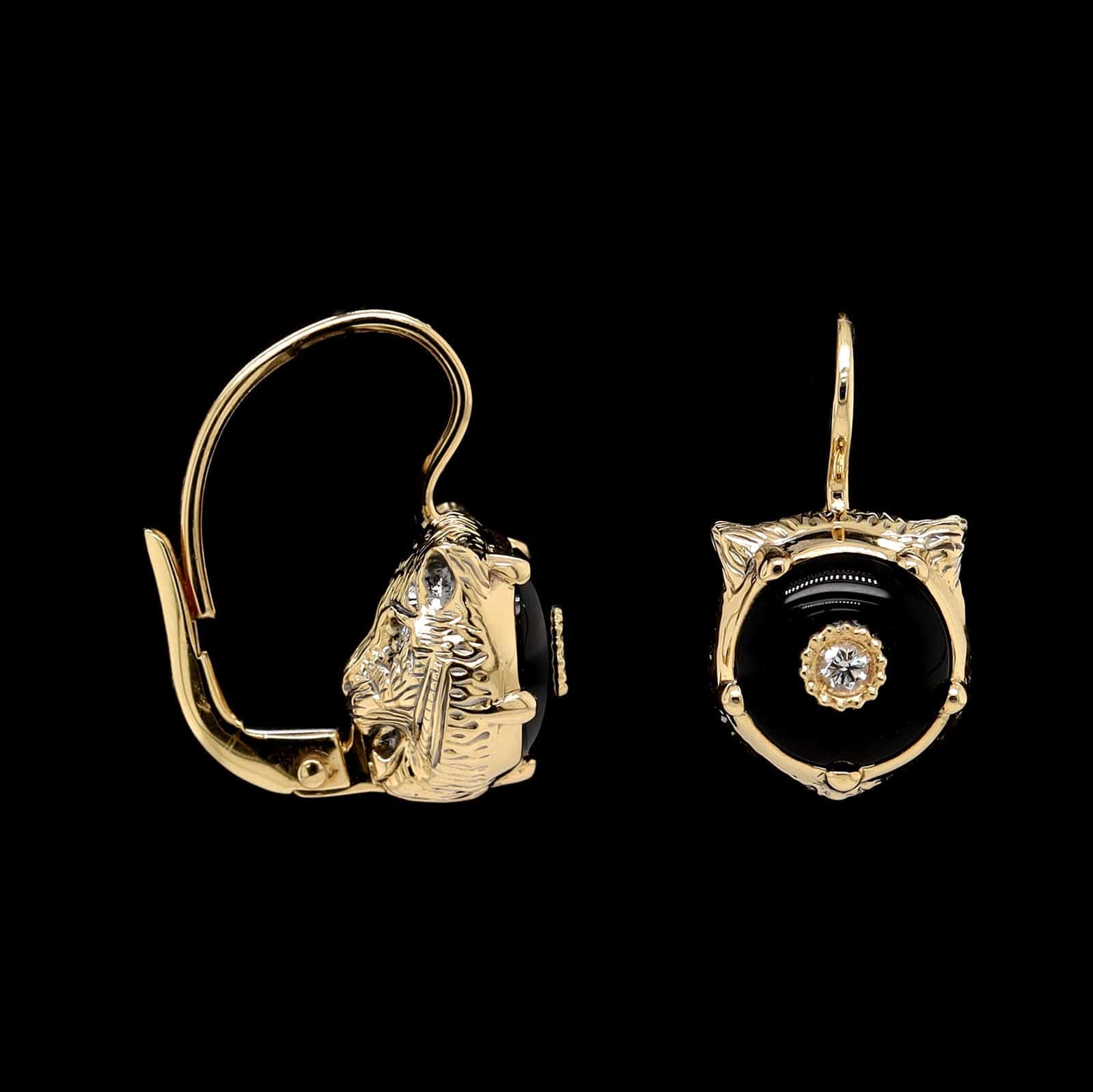 Gucci 18K Yellow Gold Estate Diamond and Onyx Le Marche Des