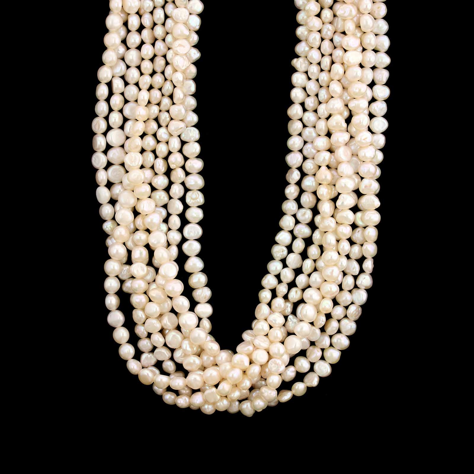 Vintage 14K Yellow Gold Estate Eight Row Freshwater Cultured Pearl