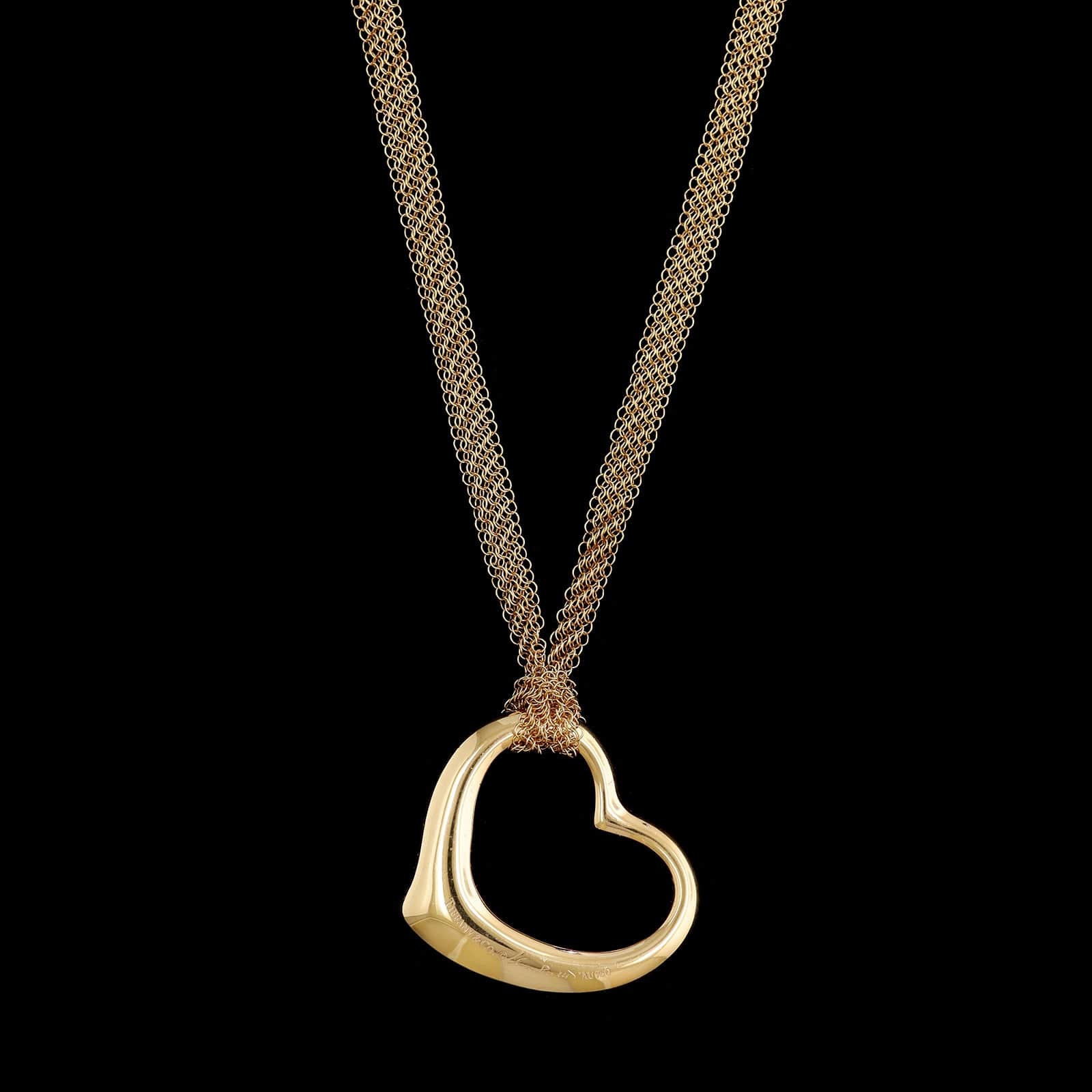 Tiffany 18K Rose Gold Elsa Peretti Open Heart Pendant Necklace