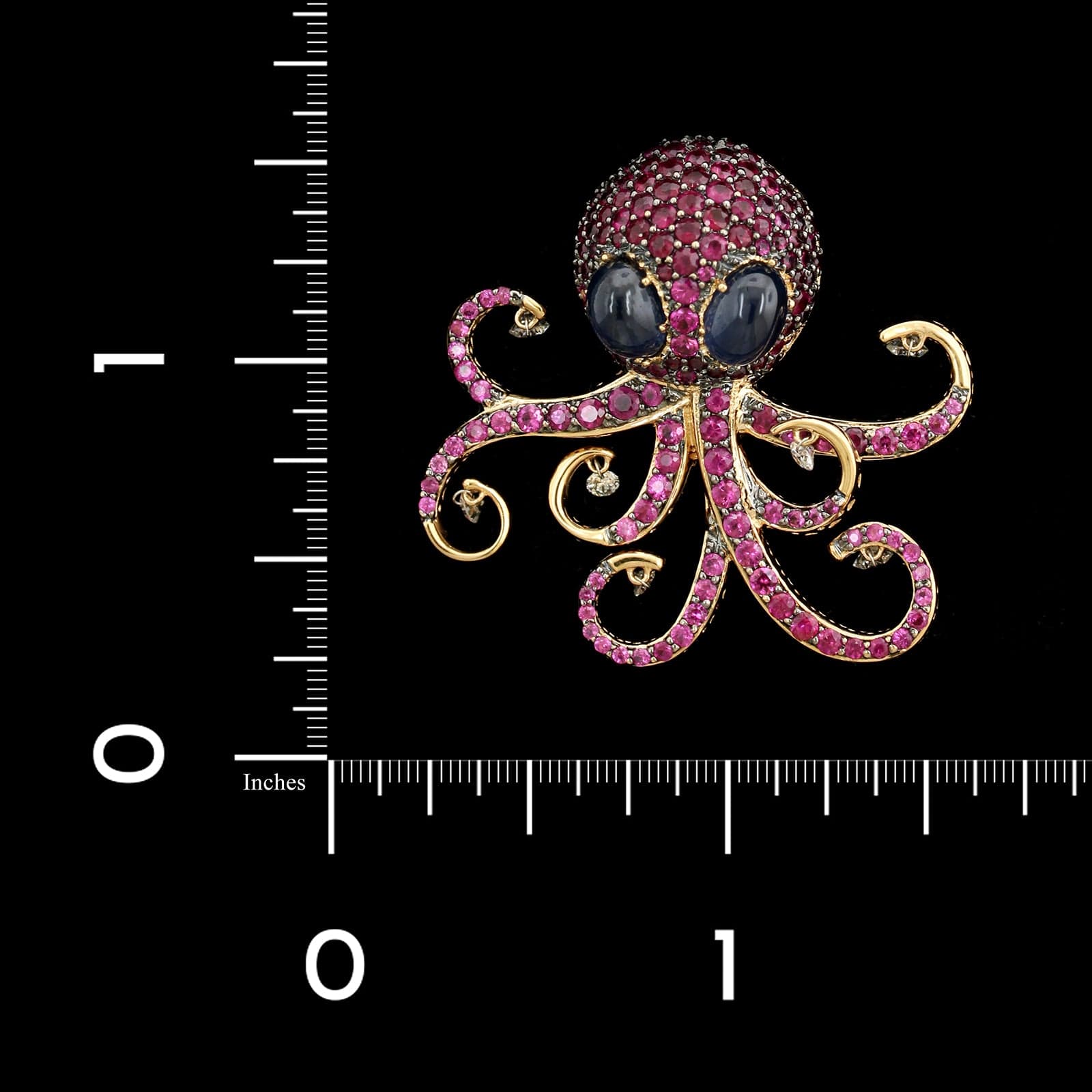 Ponte Vecchio Gioiello 18K Rose Gold Estate Ruby Octopus Pin Pendant