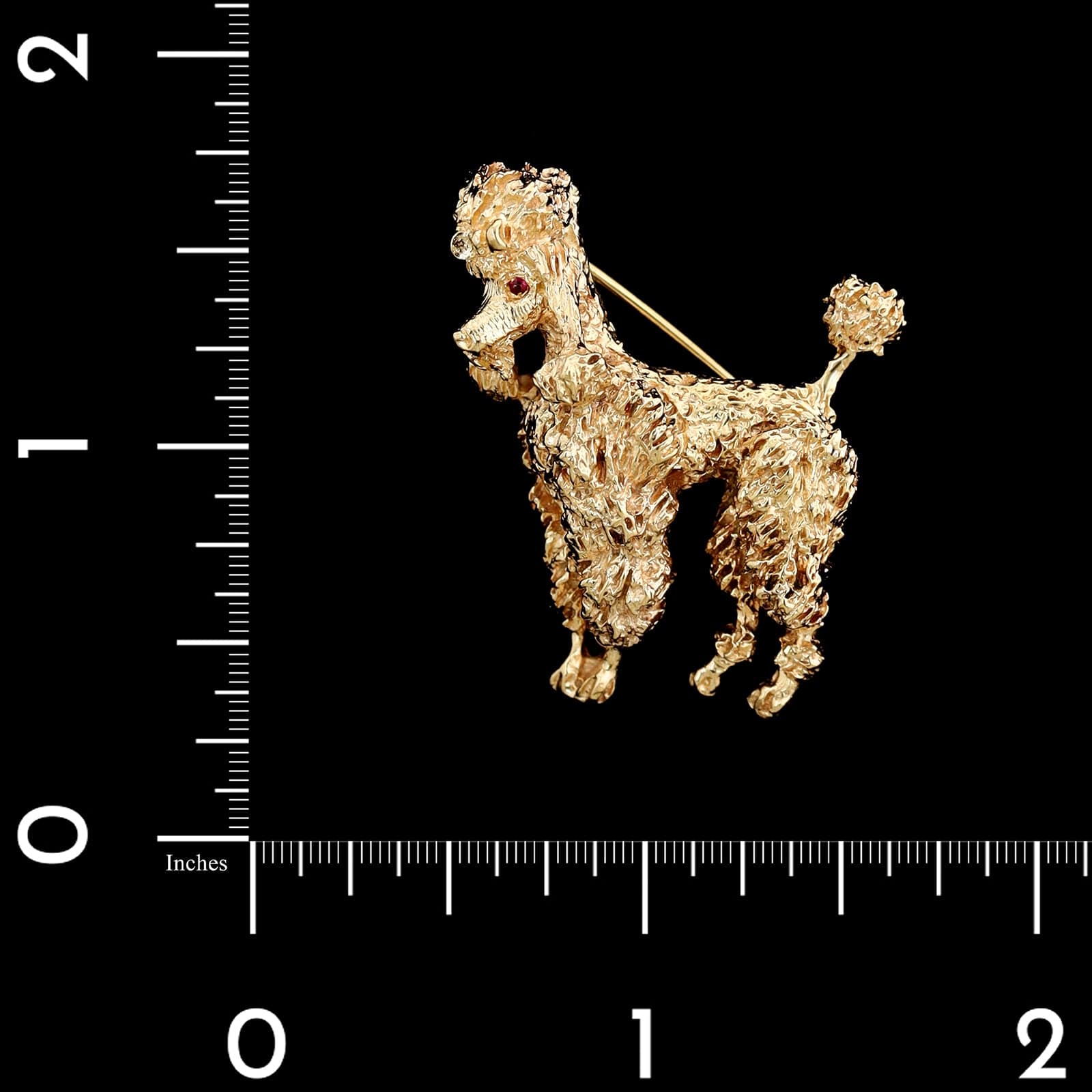 Ruser 14K Yellow Gold Estate Poodle Pin – Long