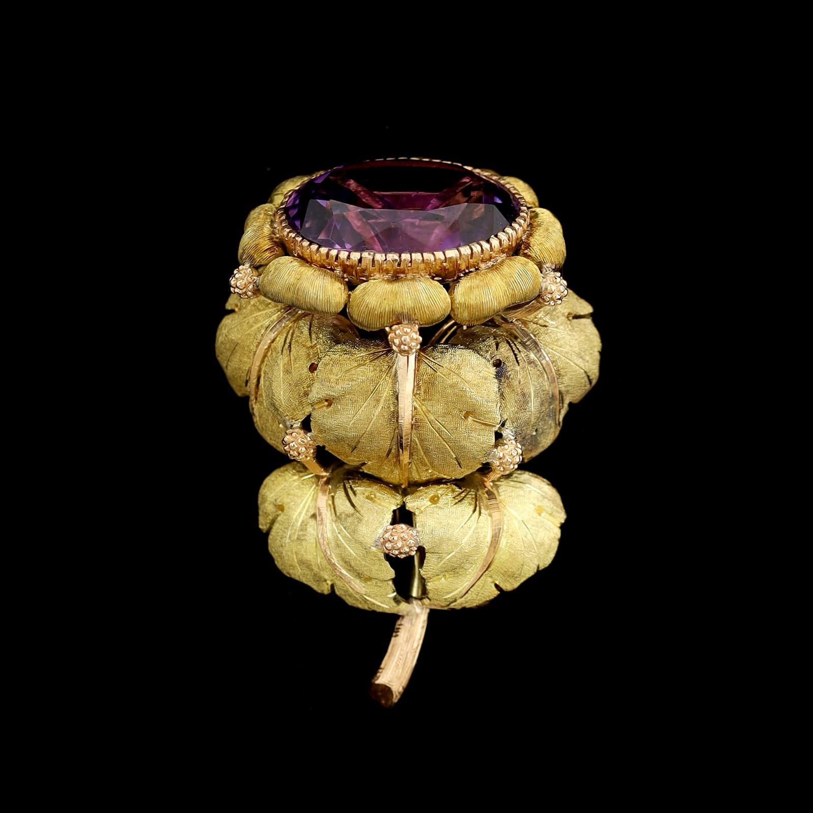 Mario Buccellati 18K Yellow Gold Estate Amethyst Brooch – Long's