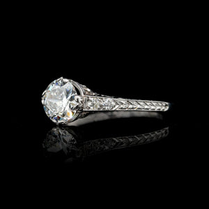 Art Deco Platinum Estate Diamond Engagement Ring