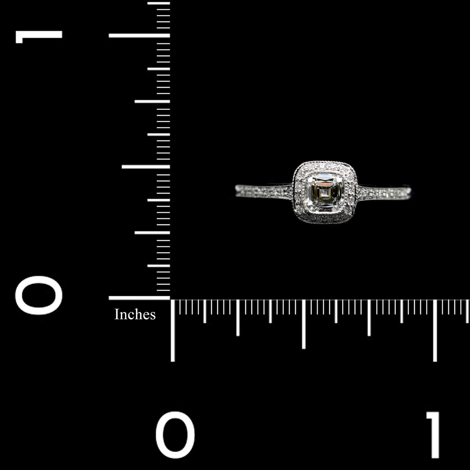 Tiffany Platinum Diamond Estate Cushion Halo Engagement Ring