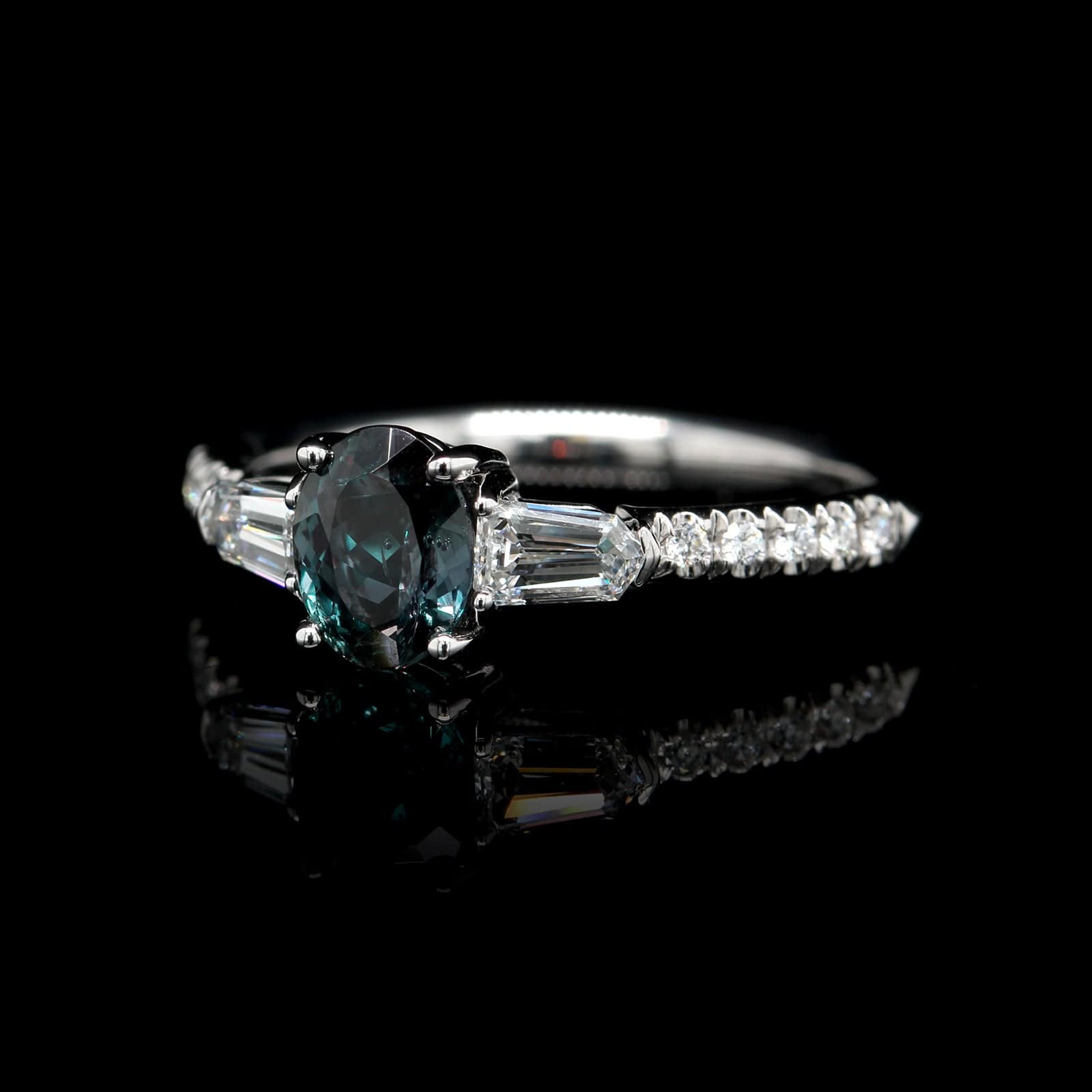Mark Henry 18K White Gold Estate Alexandrite and Diamond Ring