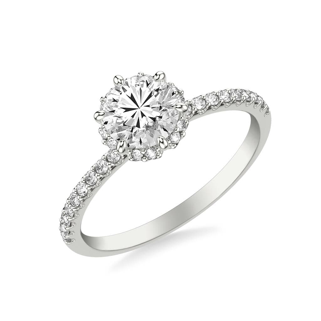 Platinum Round Diamond with Hidden Halo Engagement Ring