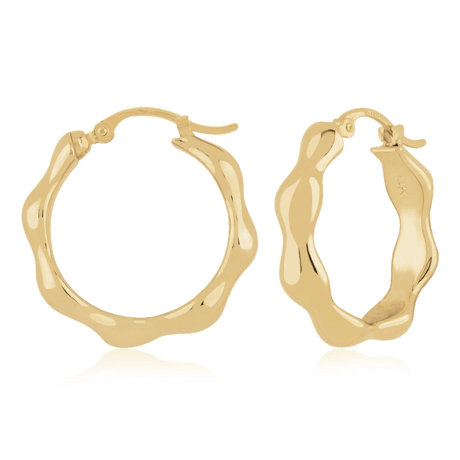 14K Yellow Gold Small Wavy Hoop Earrings – Long's Jewelers