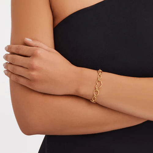 Christina Alexiou 18K Yellow Gold Heart Link Chain Bracelet