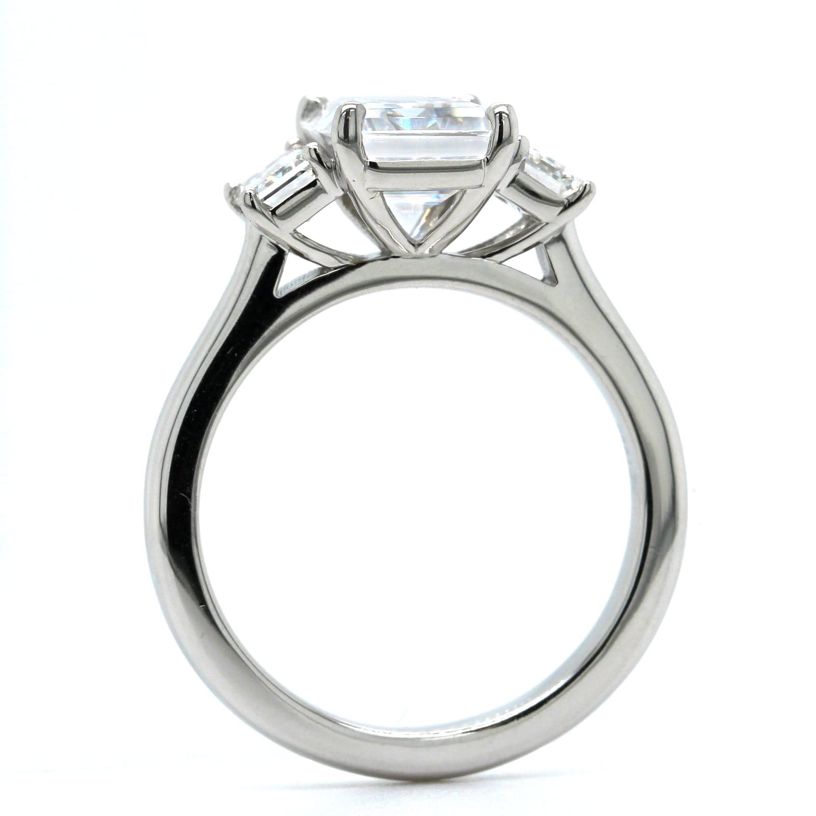 Platinum Stone Emerald Cut Center Diamond Engagement Ring