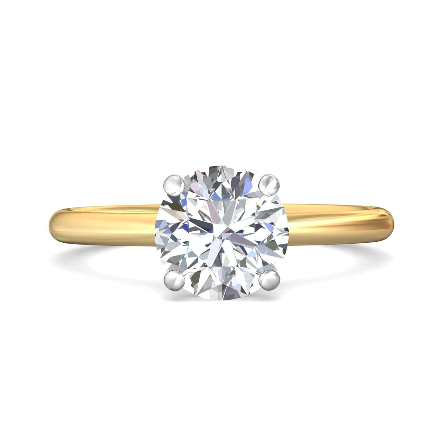 18K Yellow Gold Prong Platinum Head Diamond Engagement Ring