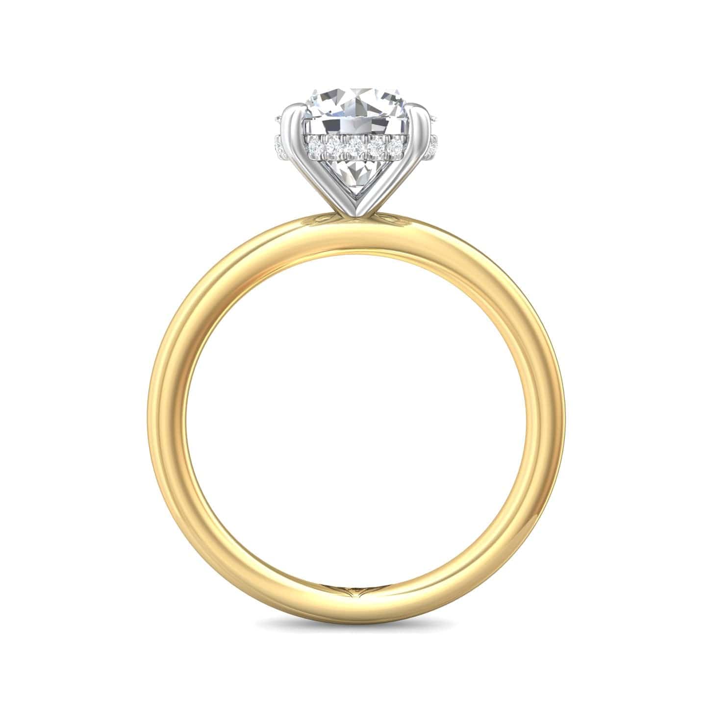 18K Yellow Gold Prong Platinum Head Diamond Engagement Ring