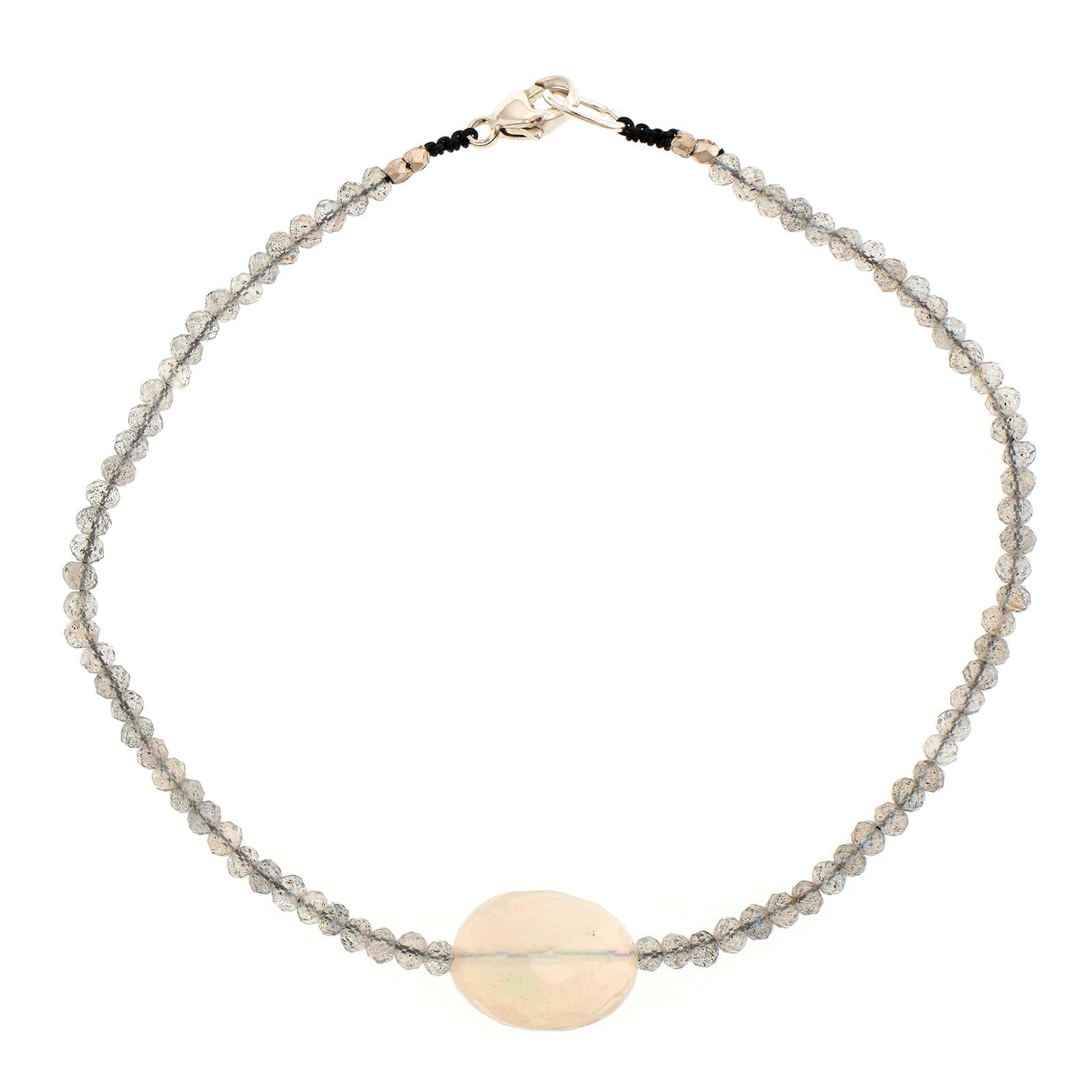 Labradorite Round Detailed Sterling Silver Bead Necklace Labradorite Round Detailed Sterling Silver Bead Necklace