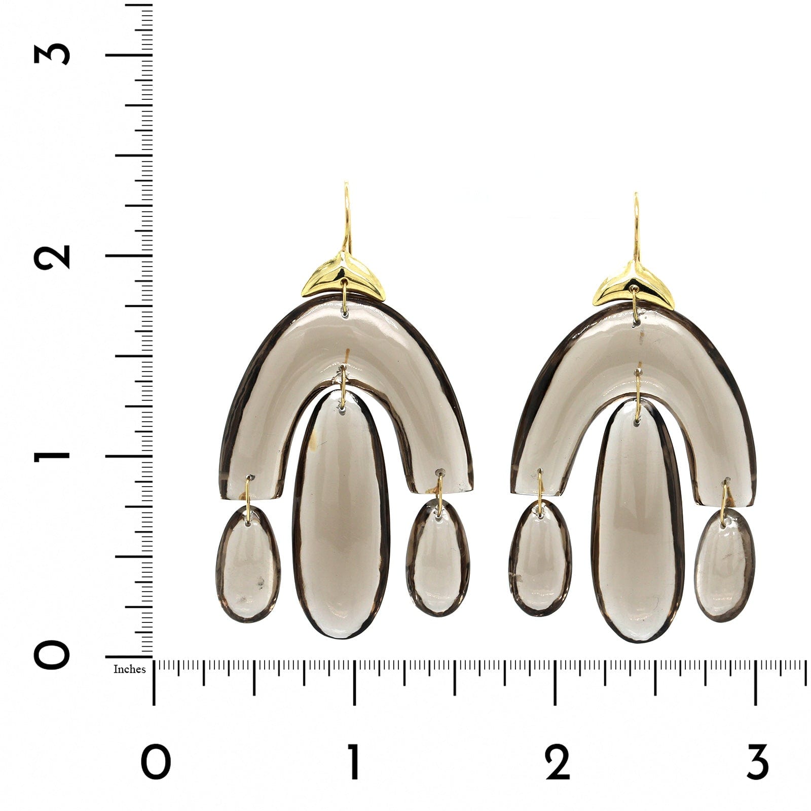 18K Yellow Gold Smoky Quartz Mini Chandelier Earrings