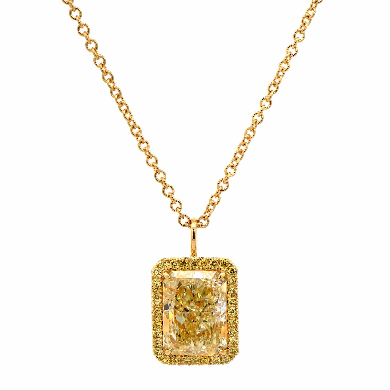 18K Yellow Gold Yellow Diamond Pendant Necklace
