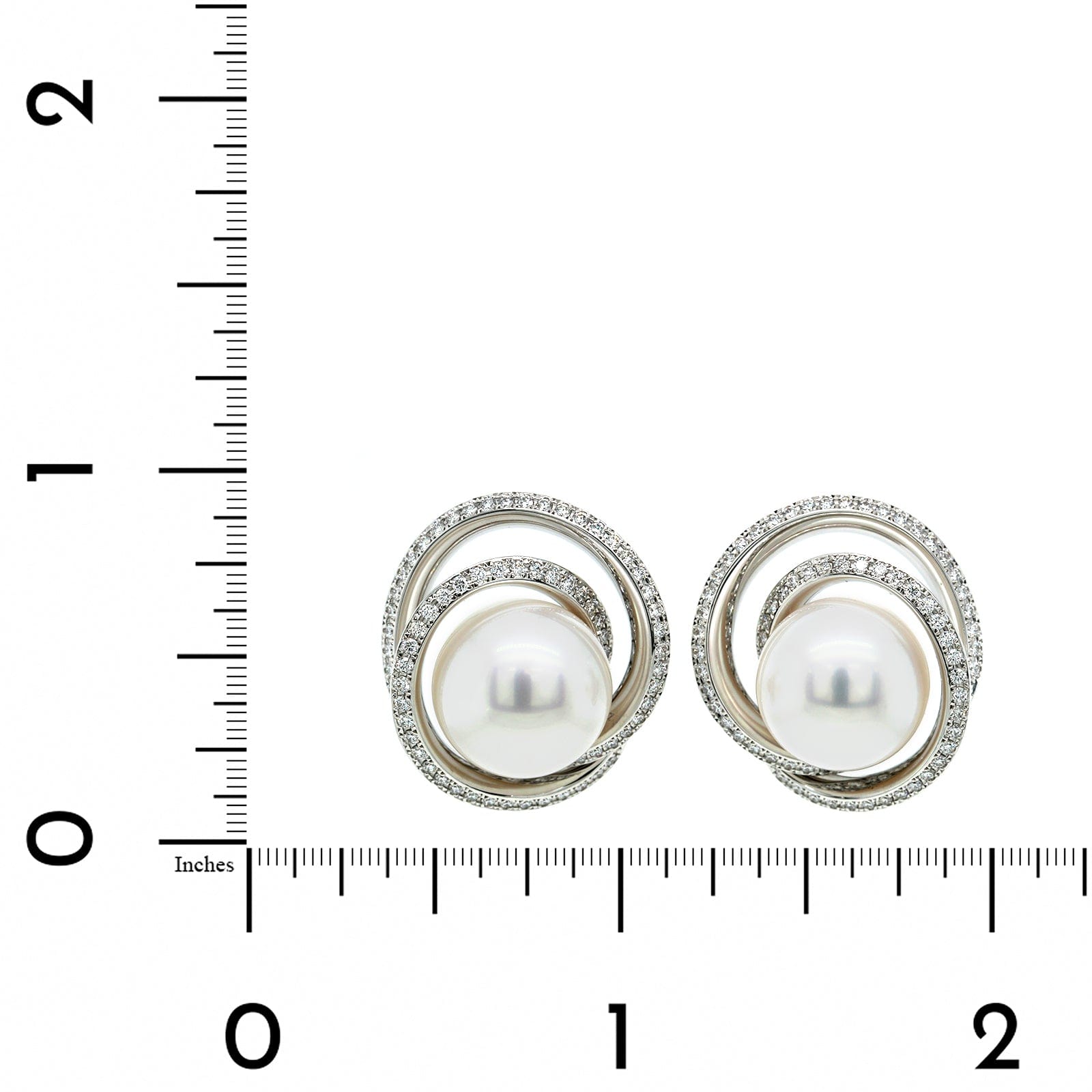 Mikimoto 18K White Gold White south Sea Pearl Diamond Swirl Earrings Long s Jewelers