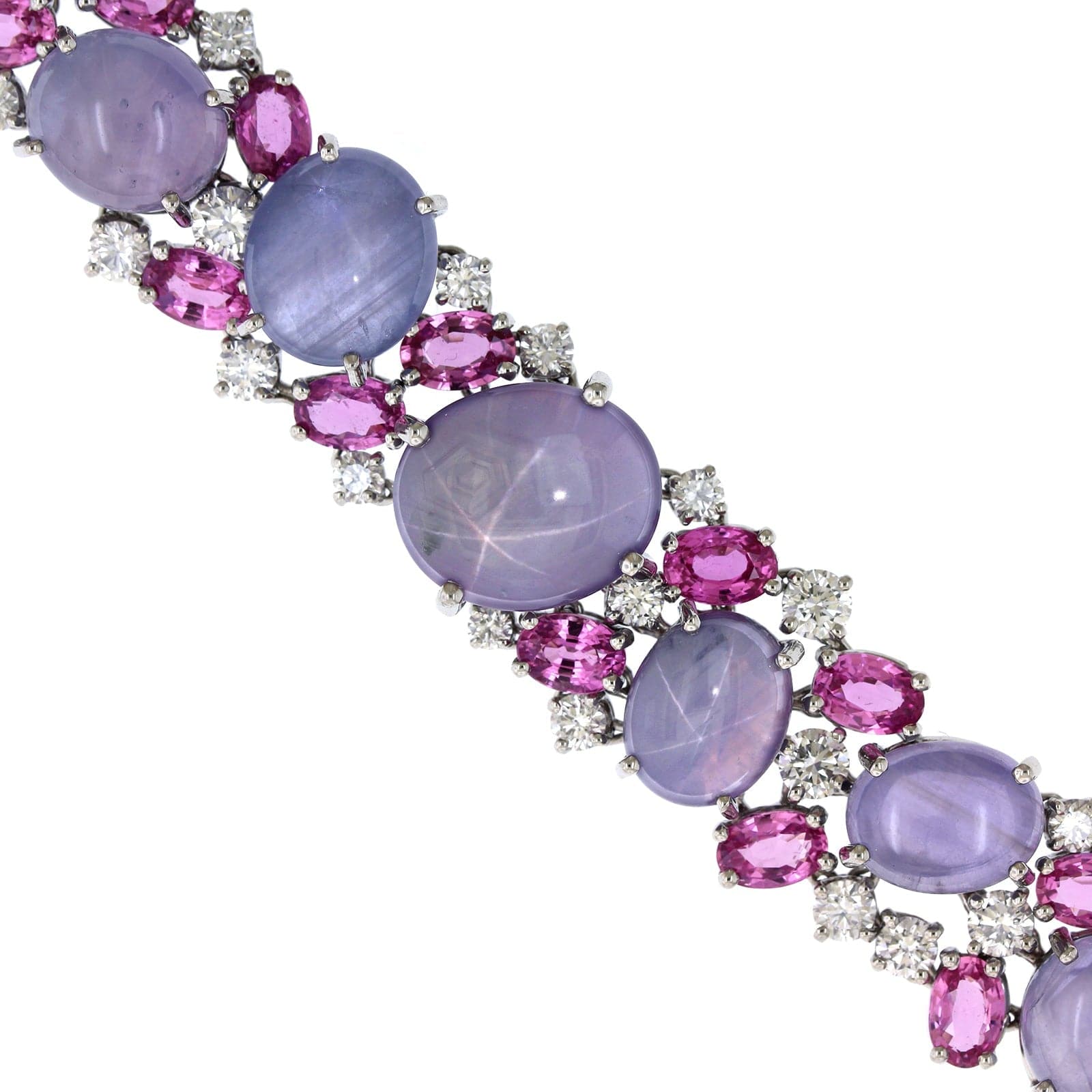Platinum Purple Star Sapphire and Diamond Bracelet