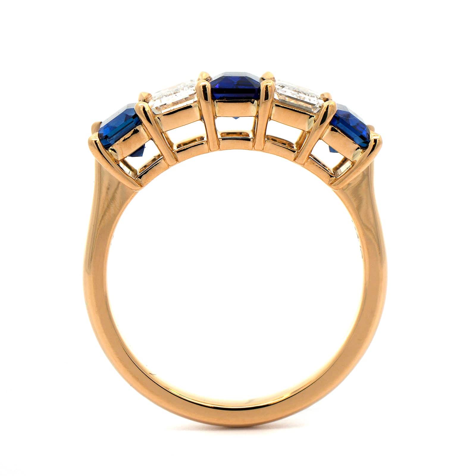 18K Yellow Gold 5 Stone Sapphire and Diamond Band – Long's