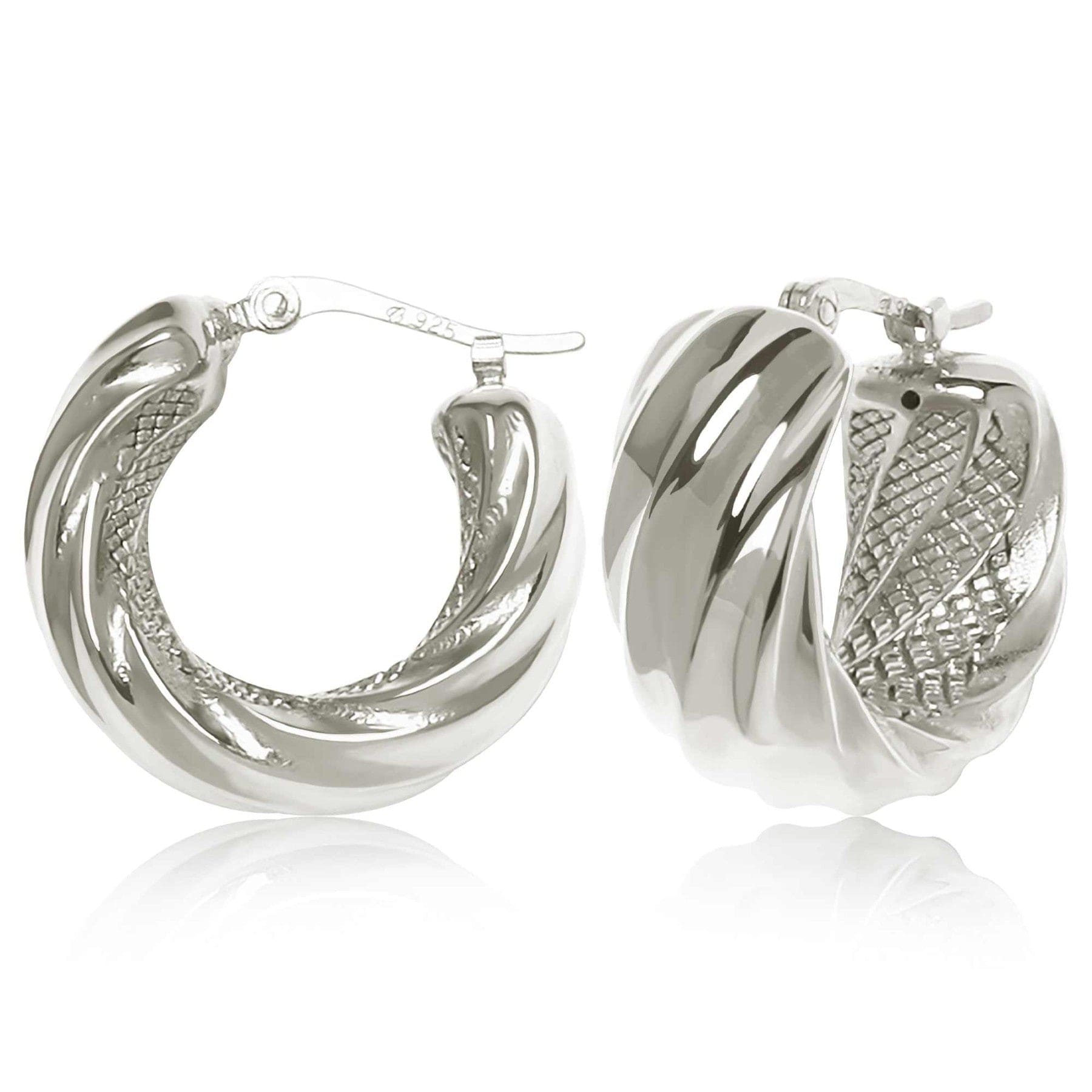 Sterling Silver Wide Spiral Twist Hoop Earrings – Long's