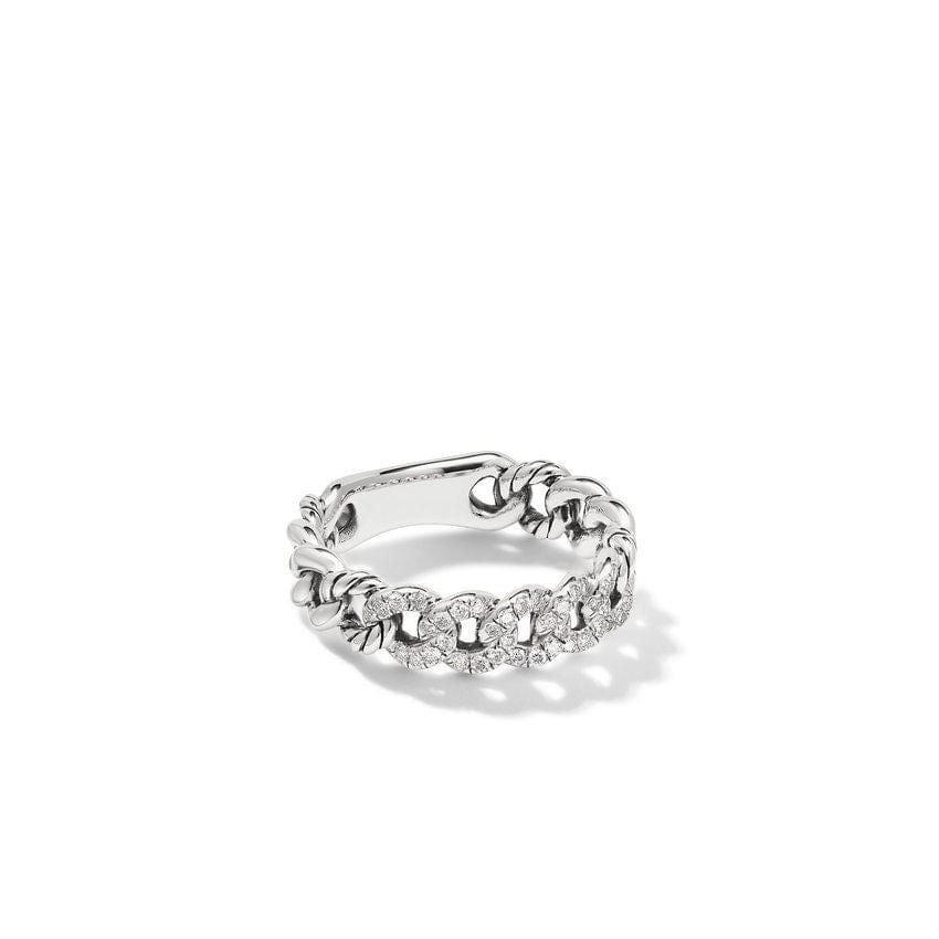 Belmont curb link narrow ring with pavé diamonds discount