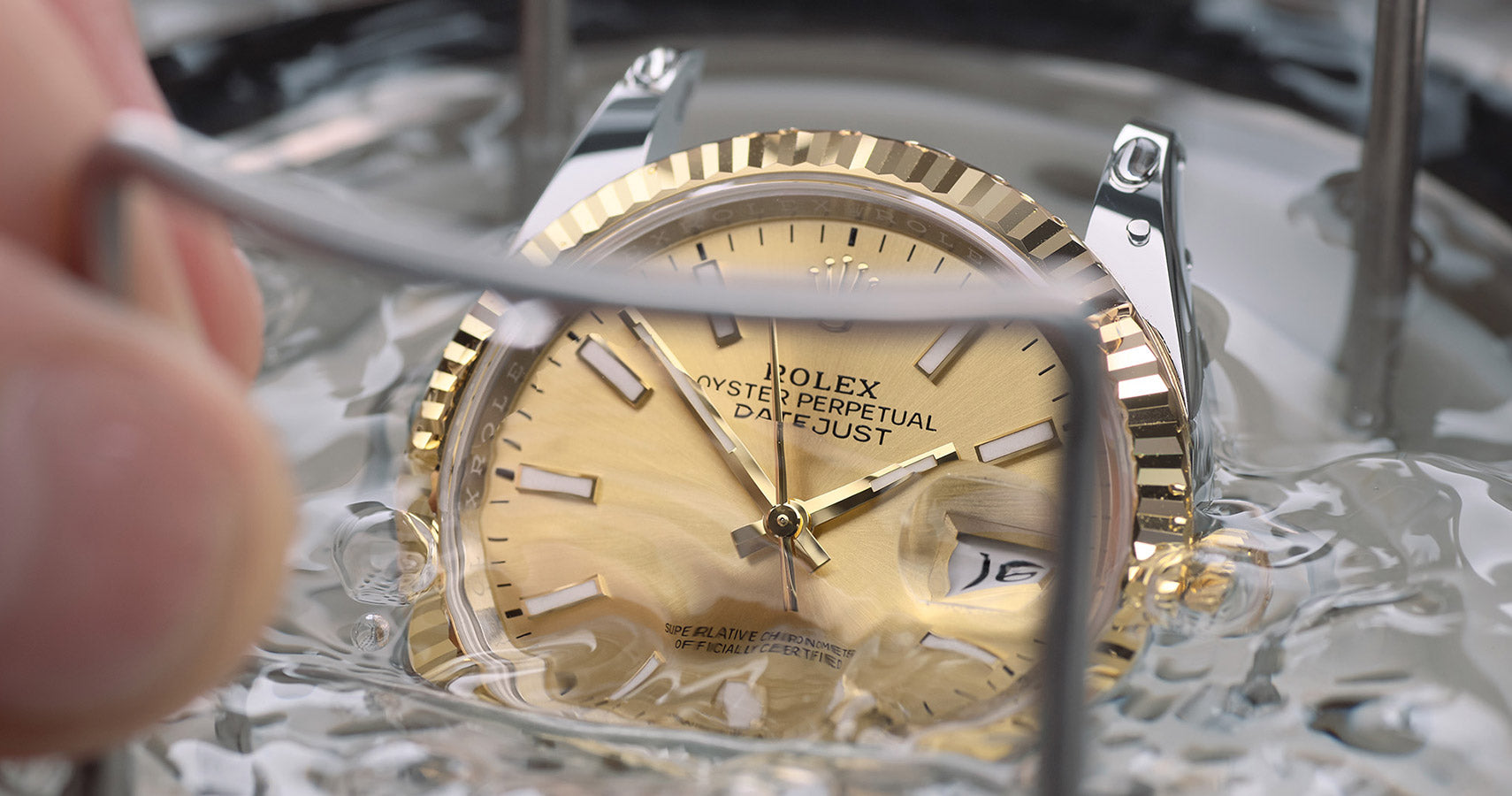 Professionally cleaning Rolex components