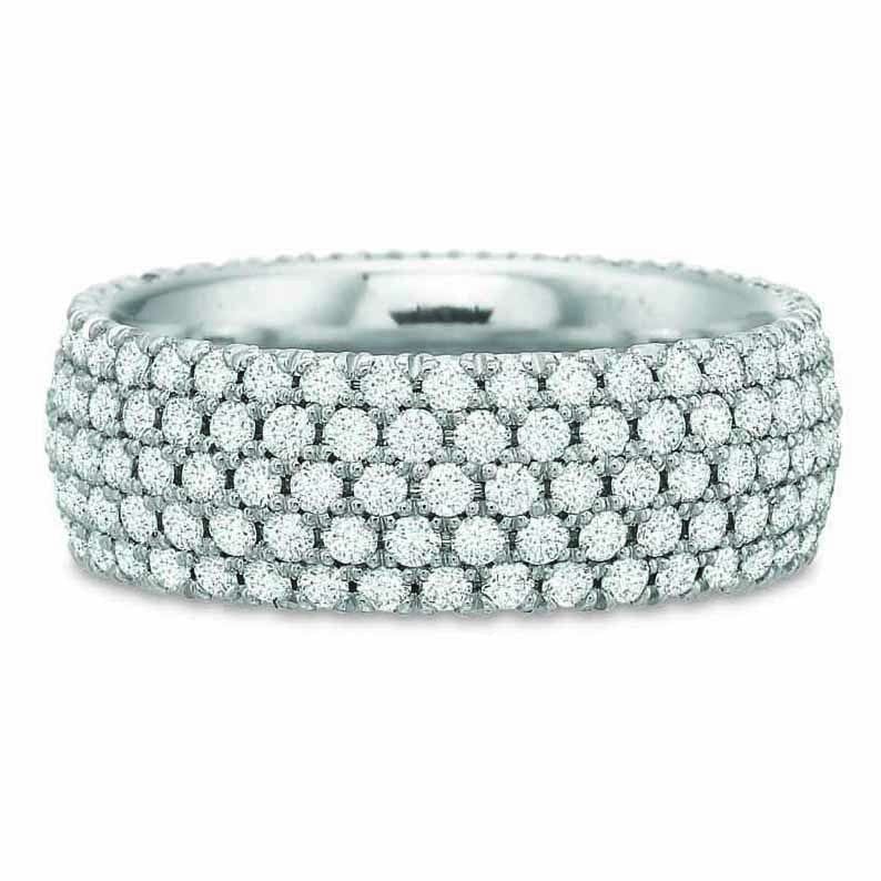 18K White Gold Row Pave Diamond Eternity Band - Main Image