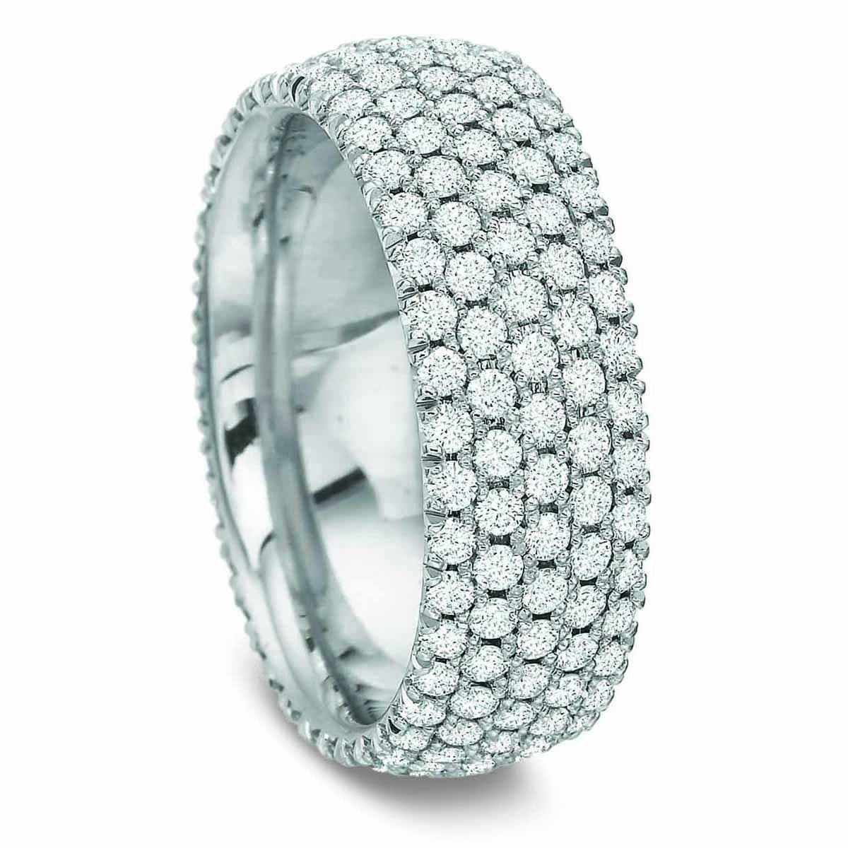 18K White Gold Row Pave Diamond Eternity Band