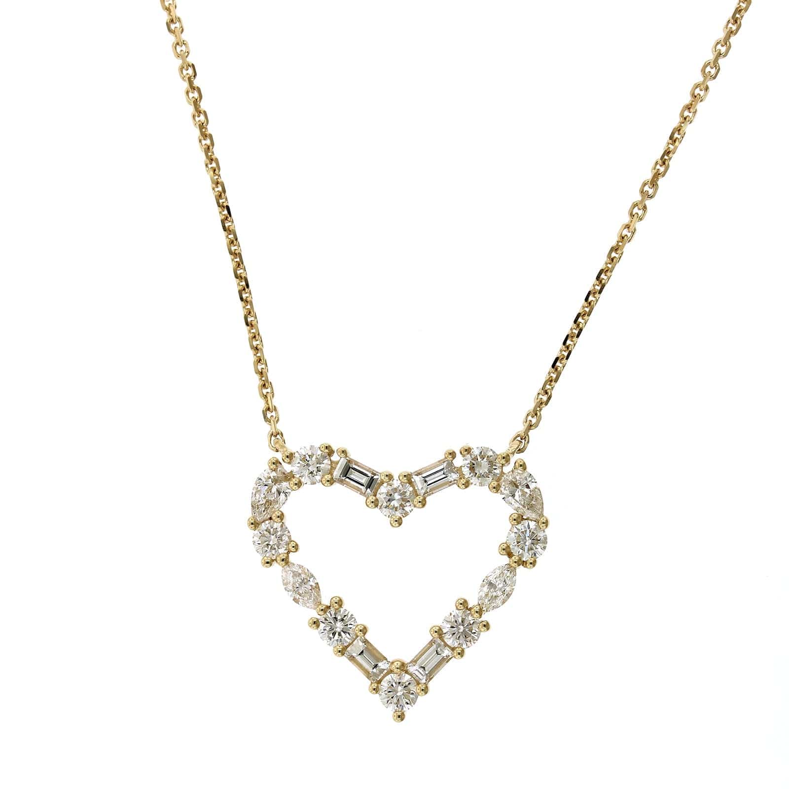 14K Yellow Gold Multi Diamond Shape Heart Necklace – Long's Jewelers