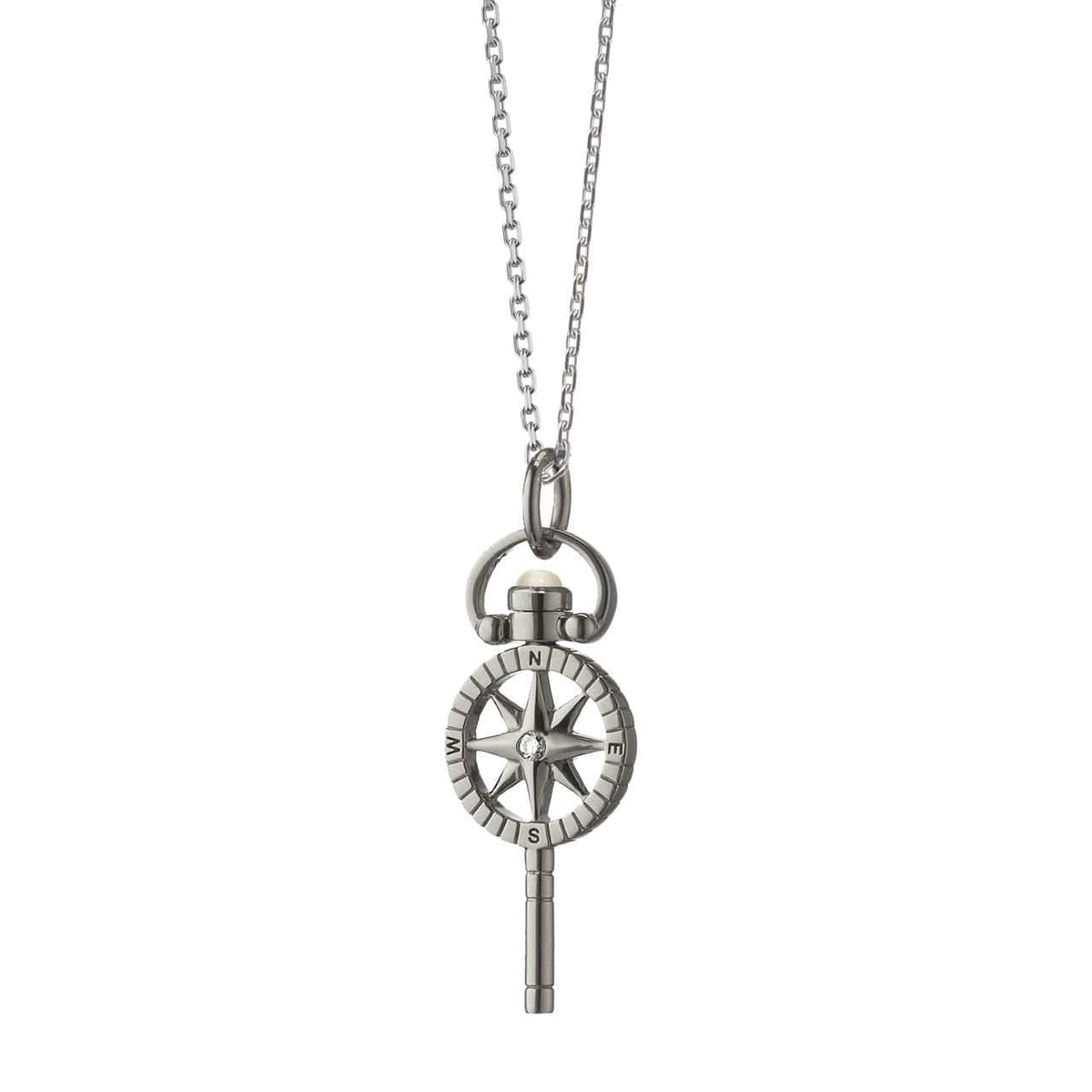 Sterling Silver Mini "Travel" Compass Key With Sapphire
