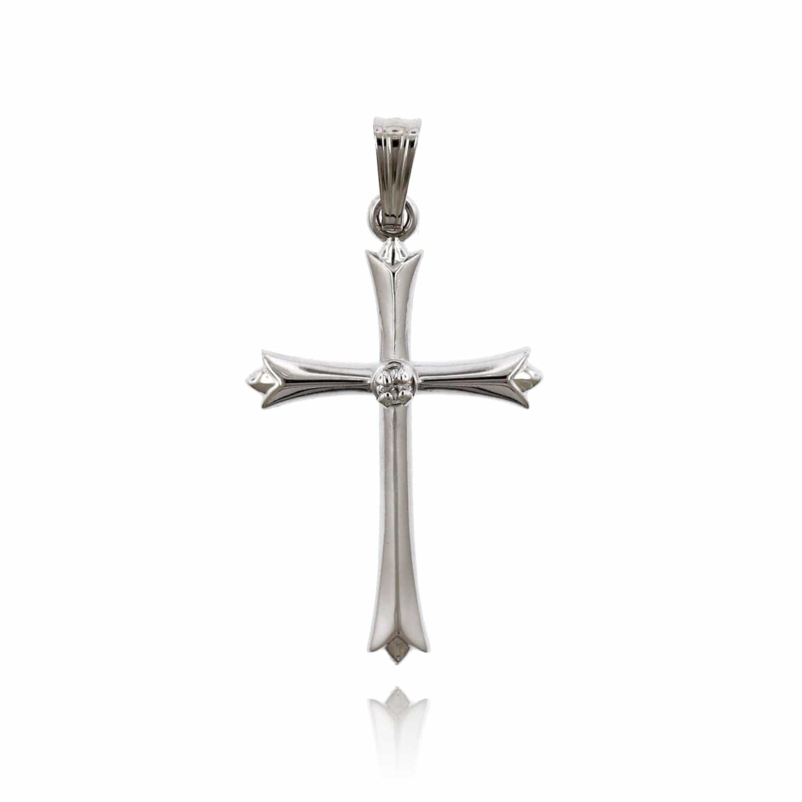 14K White Gold Cross Pendant with Fluted Ends – Long's Jewelers