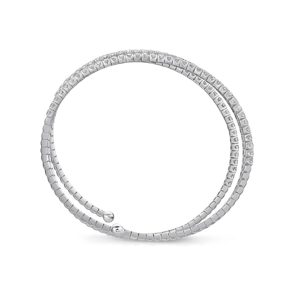 18K White Gold Flexible 2 Row Wrap Diamond Bracelet Long's Jewelers