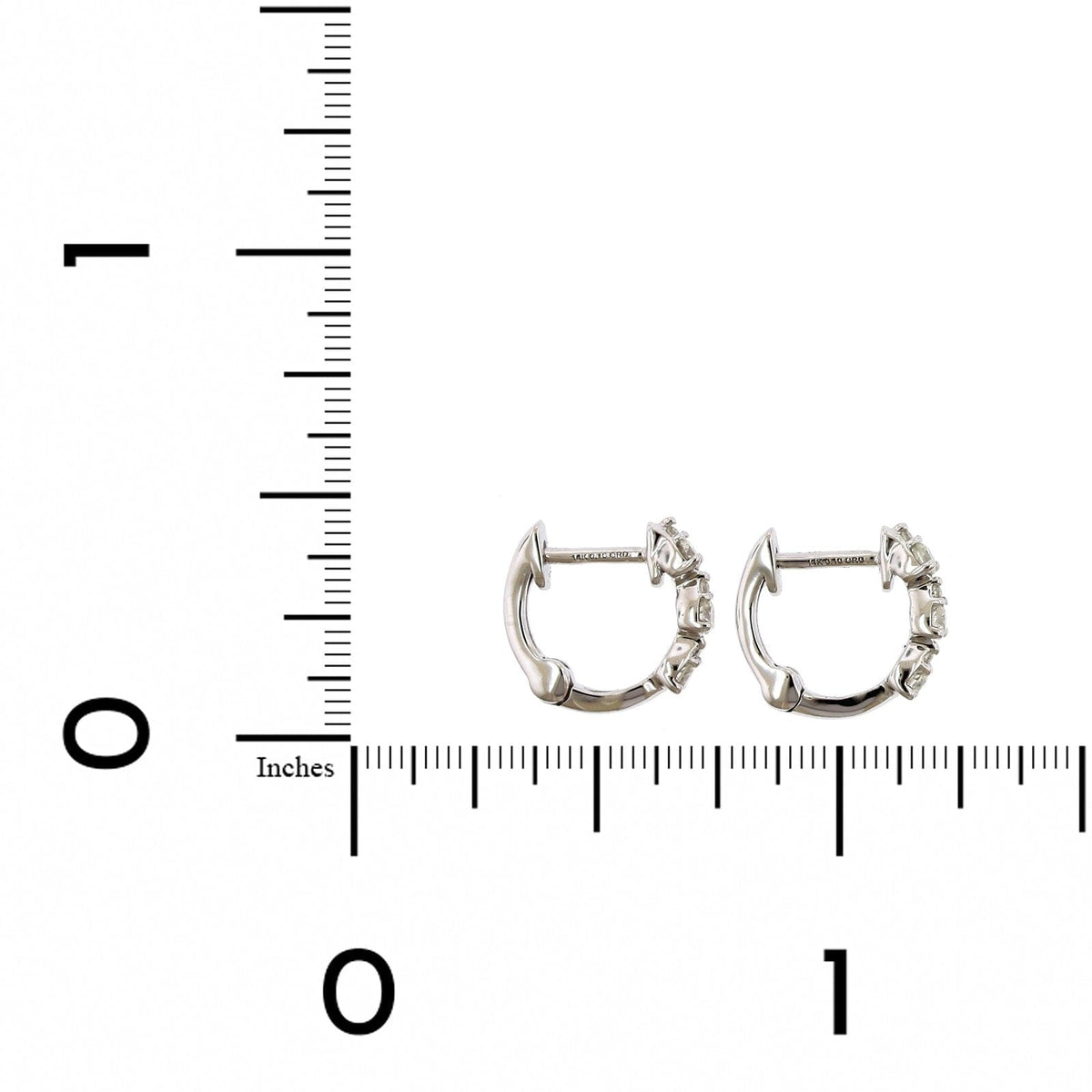 14K White Gold Diamond Huggie Earrings